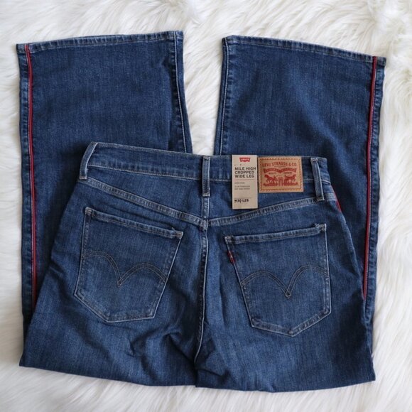 NEW Levi's Mile High Wide Leg Red Stripe Jeans Size 30 - Picture 5 of 7